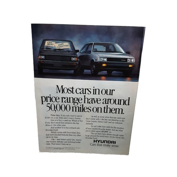 1987 Hyundai Cars That Make Sense Original Print Ad Vintage 80s - Picture 1 of 1
